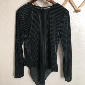 Velvet green bodysuit long sleeve